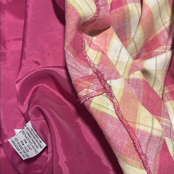 Vintage Talbots Pink Yellow Plaid Midi Linen Dress size 2 - Picture 12 of 13